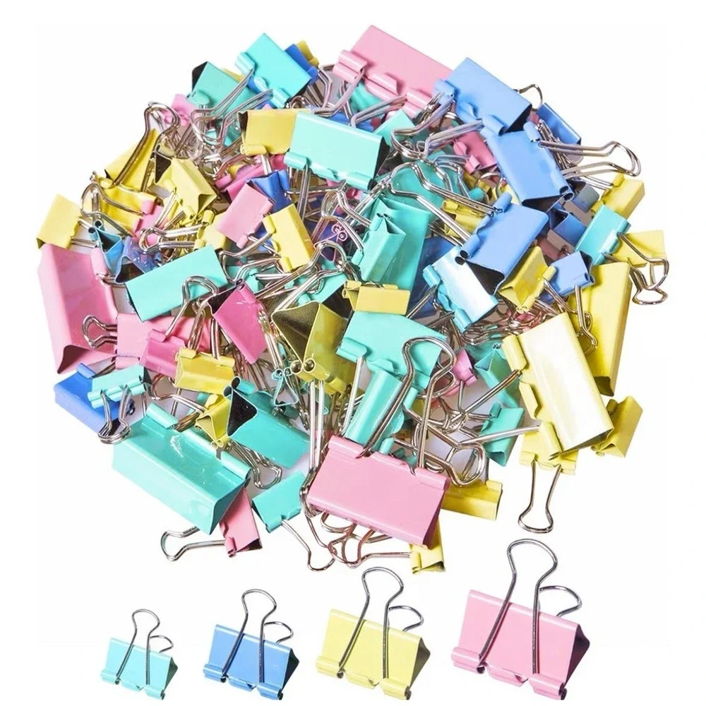 120 Pcs Colored Binder Clips Paper Clamps for Office Home School Supplies [H]